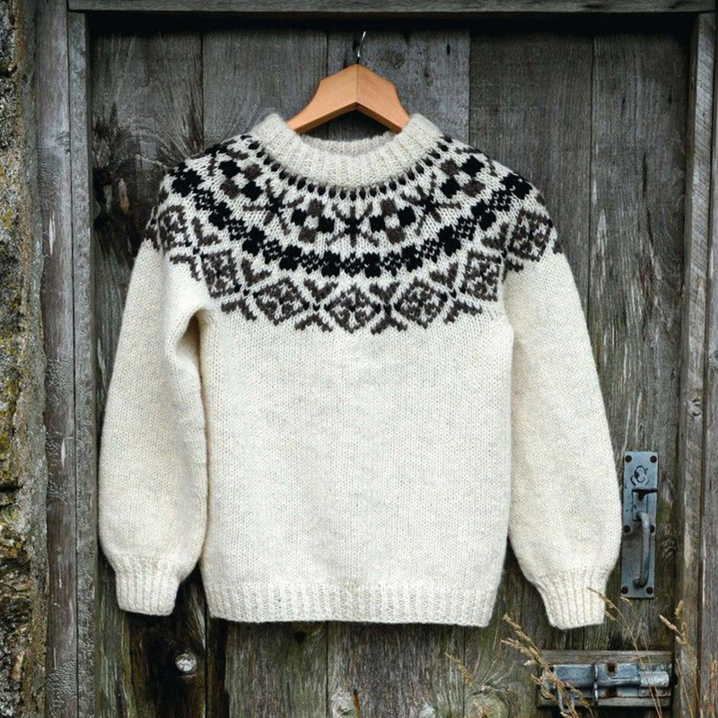 Men'S Vintage Knitted Crew Neck Hooded Sweater