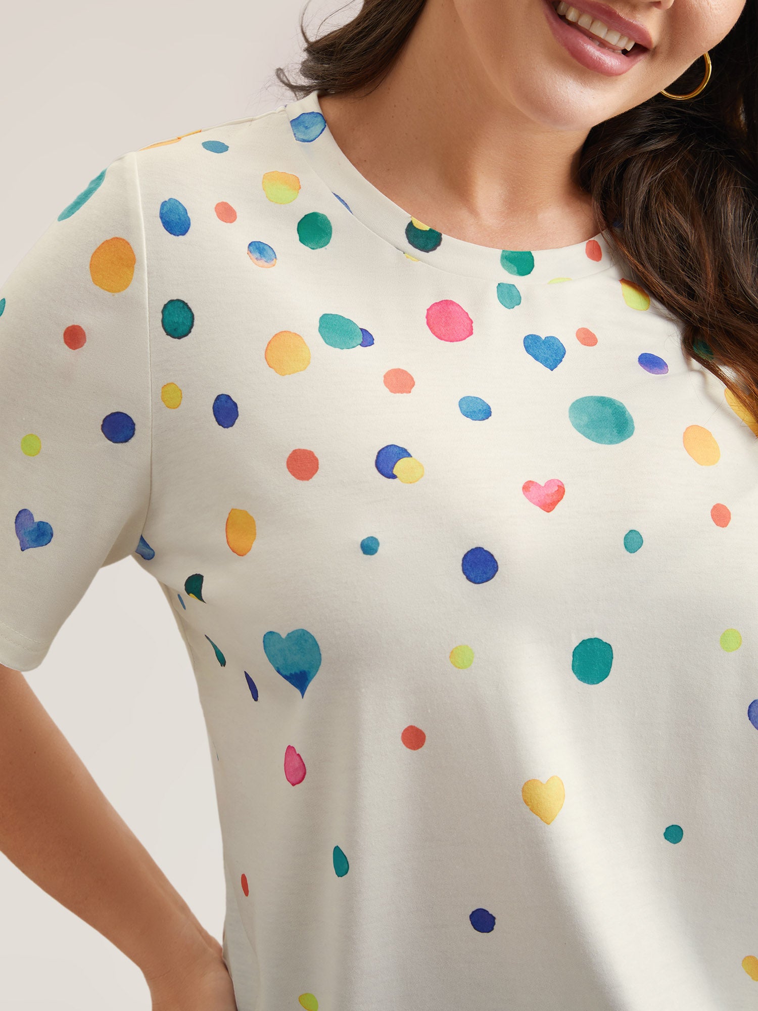 Geometric Print Crew Neck Fitted T-Shirt