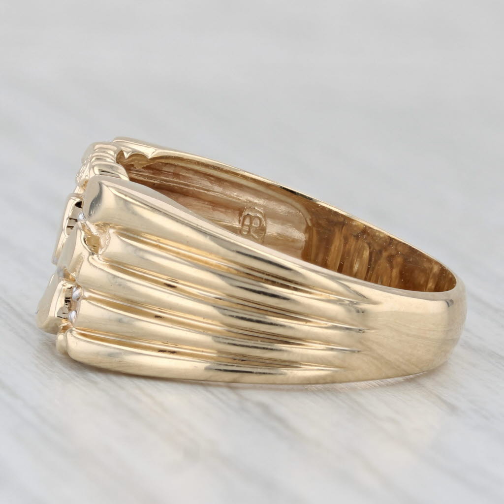 0.10ctw Diamond Nugget Ring 10k Yellow Gold Size 10.75 Men's