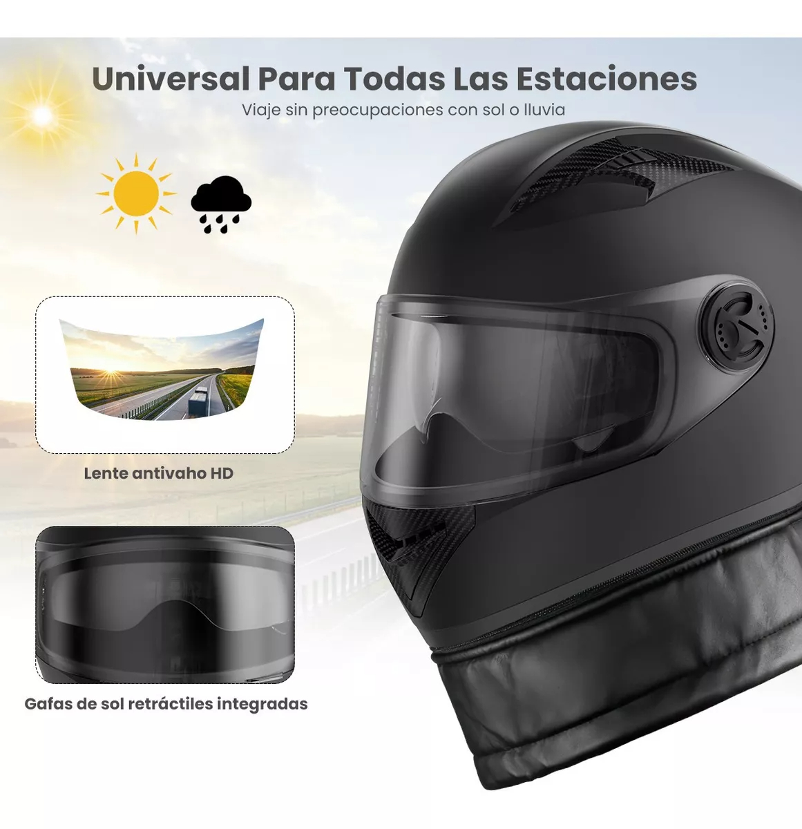 Casco Abatibles Motos Motocicleta Anti Niebla Espejo Doble