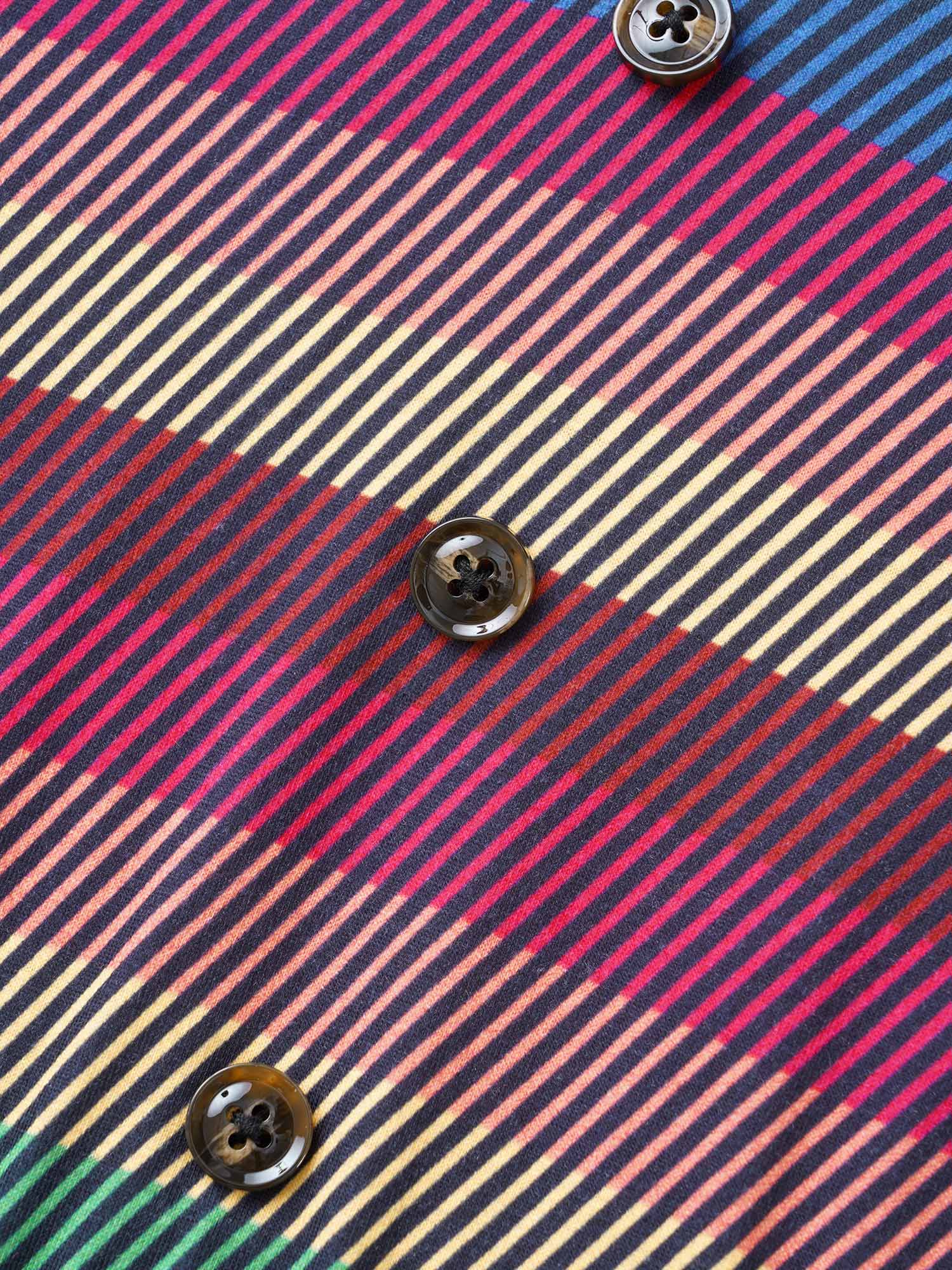 Contrast Striped Button Detail Midi Dress