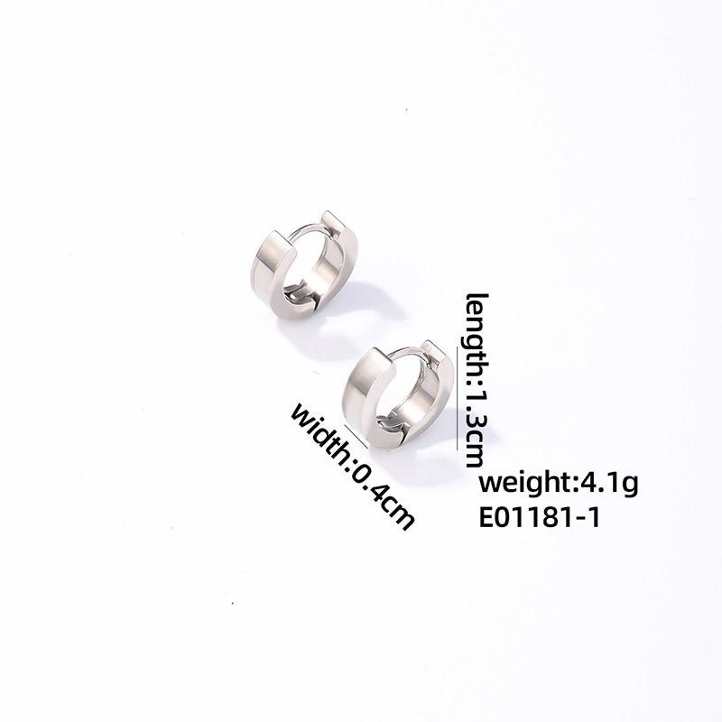1 Pair Minimalist Solid Color Plating Inlay 304 Stainless Steel Copper Zircon Silver Plated Earrings