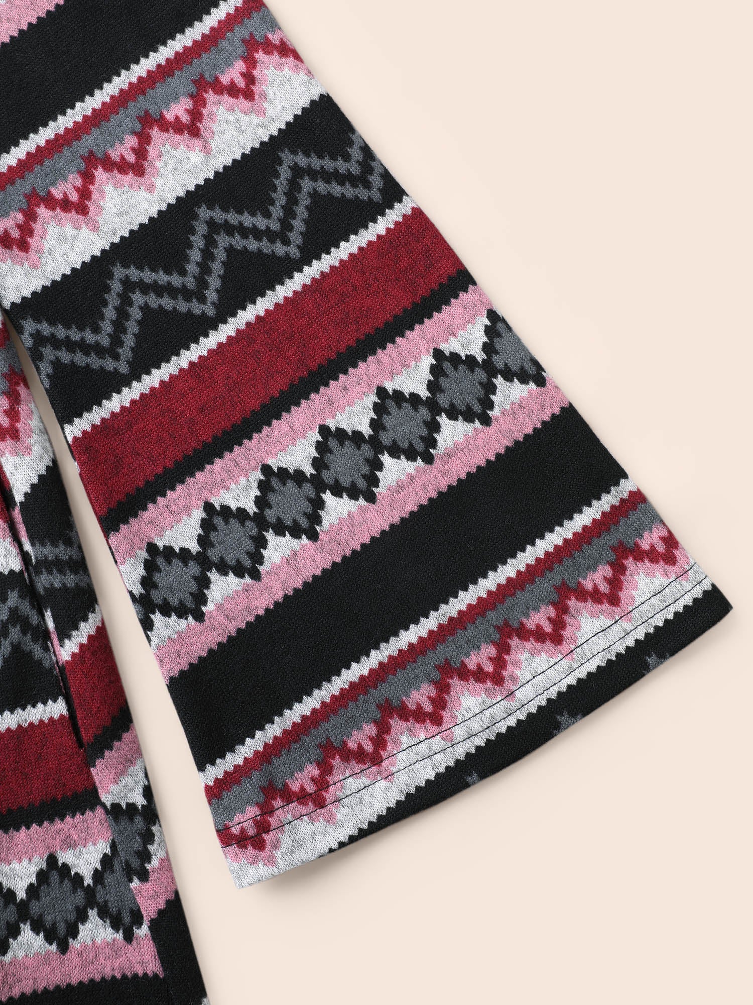 Geometric Striped Bell Sleeve Knit Dress