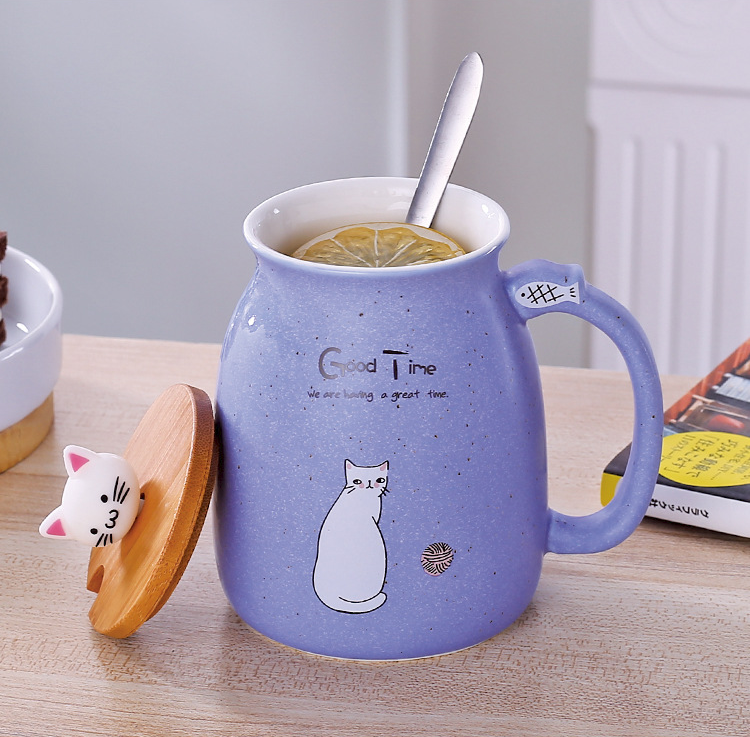 Kawaii Cat Coffee Cup with Lid