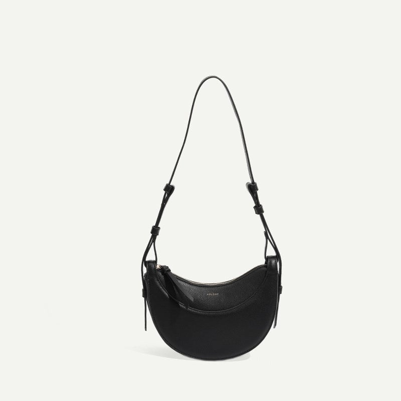 Women's Leather Solid Color Basic Classic Style Dumpling Shape Zipper Cloud Shape Bag Shoulder Bag Underarm Bag