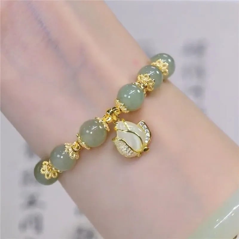🔥  Promotion  49% OFF💞hetian jade gold leaf bracelet