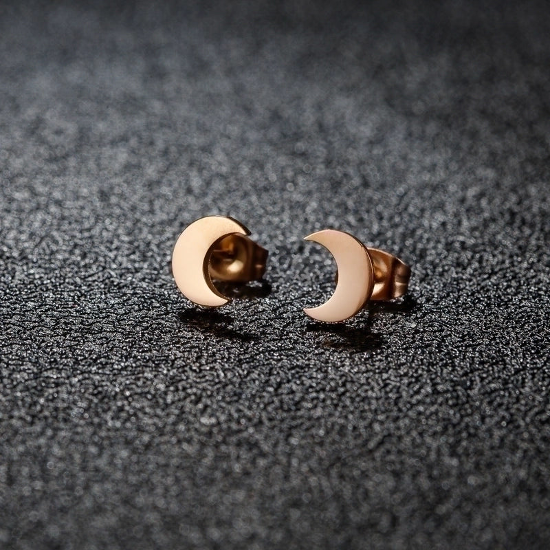 1 Pair Minimalist Classic Style Round Star Moon Hollow Out 304 Stainless Steel 18K Gold Plated Ear Studs