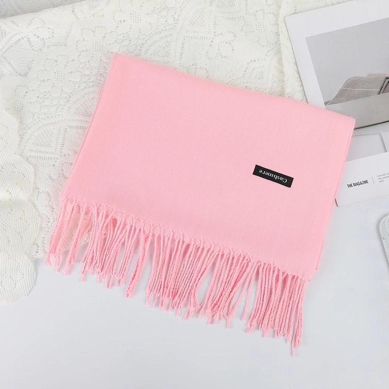 Solid Color Cashmere Tassel Scarf  Autumn And Winter Warm Scarf Simple Style Air Conditioning Shawl