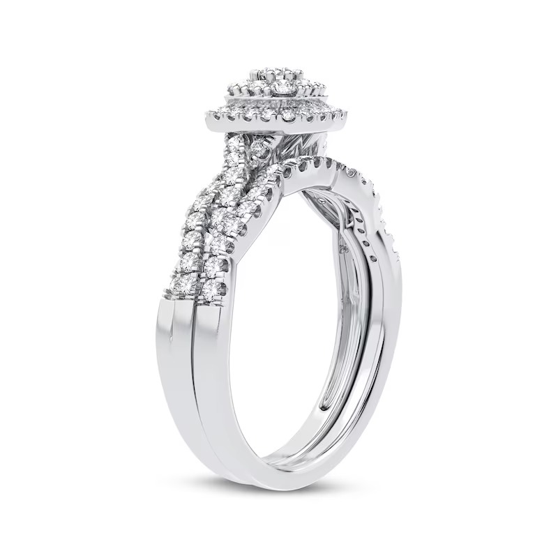 Now + Forever Multi-Diamond Center Bridal Set 1/2 ct tw Round-cut 10K White Gold