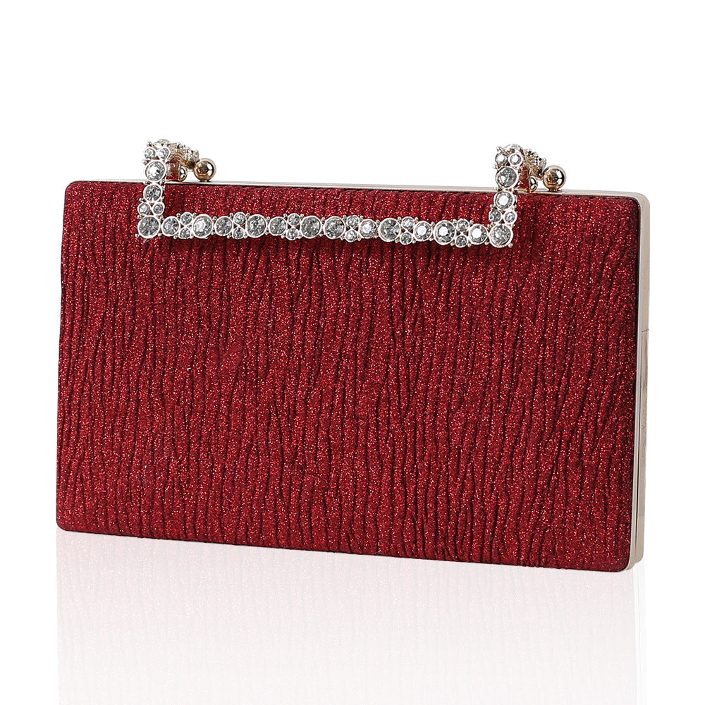 Pleated Diamond Oxford Cloth Evening Clutch