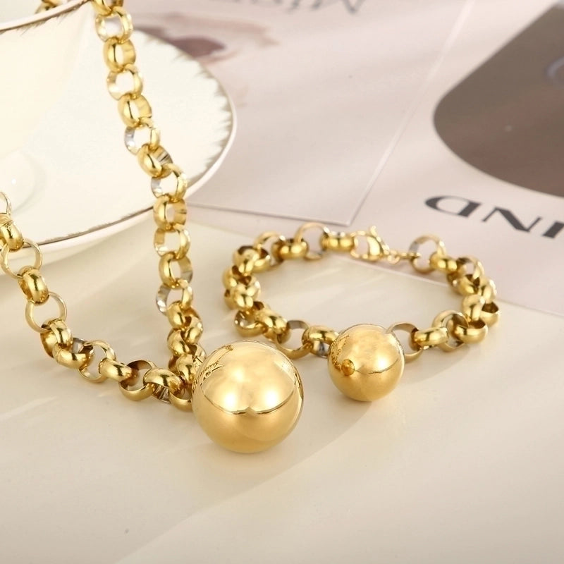 Hip-hop Geometric Stainless Steel Plating Bracelets Necklace