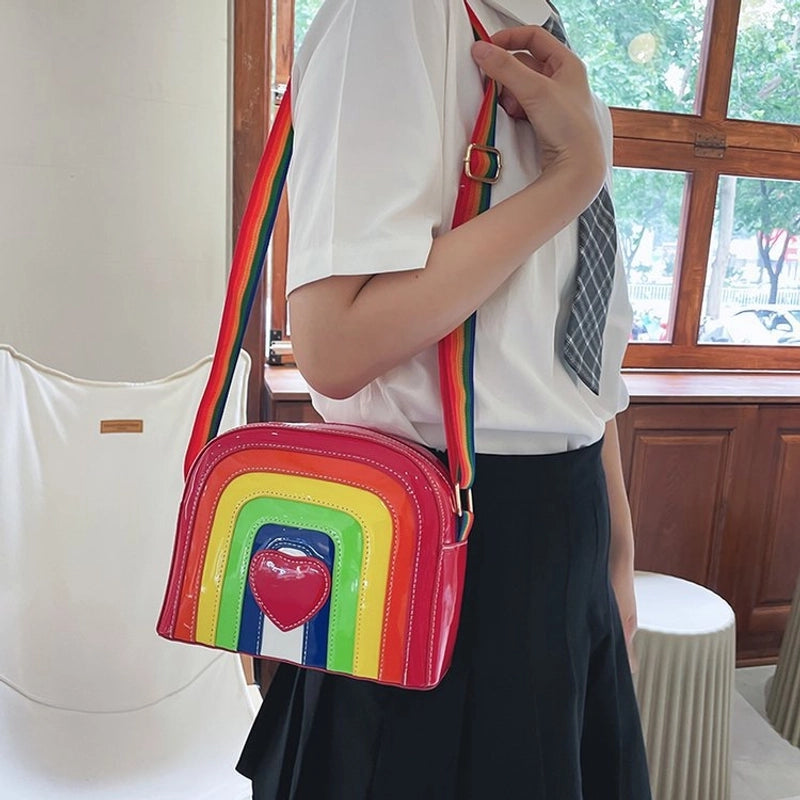 Creative Hit Color Rainbow Heart Shape Messenger Bag