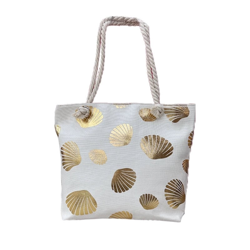 Unisex Canvas Geometric Basic Square Zipper Shoulder Bag Tote Bag