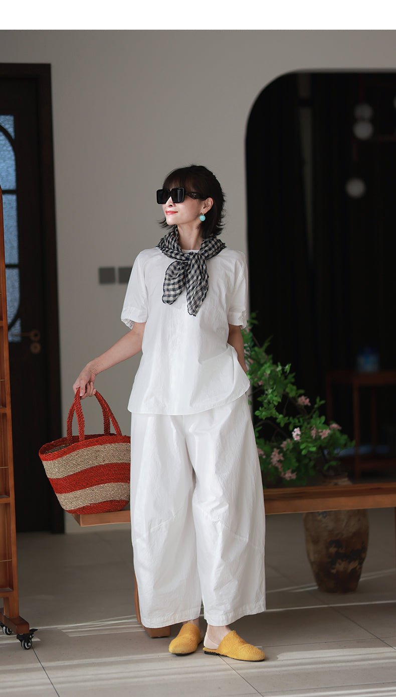 Women Summer Casual Pure Color 100%Cotton Harem Pants