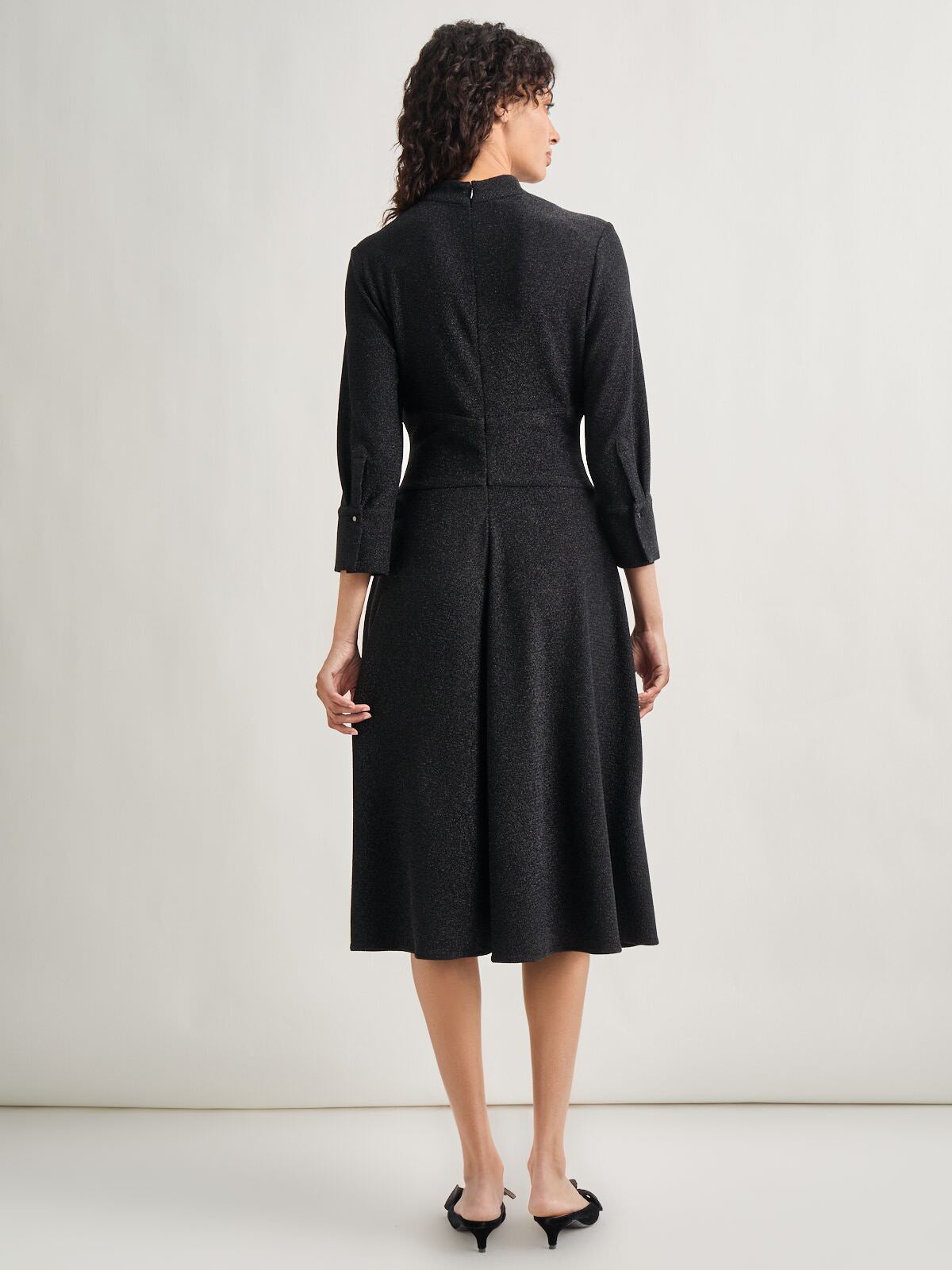 Modern Fit-and-Flare Sparkle Stretch Woven Midi Dress