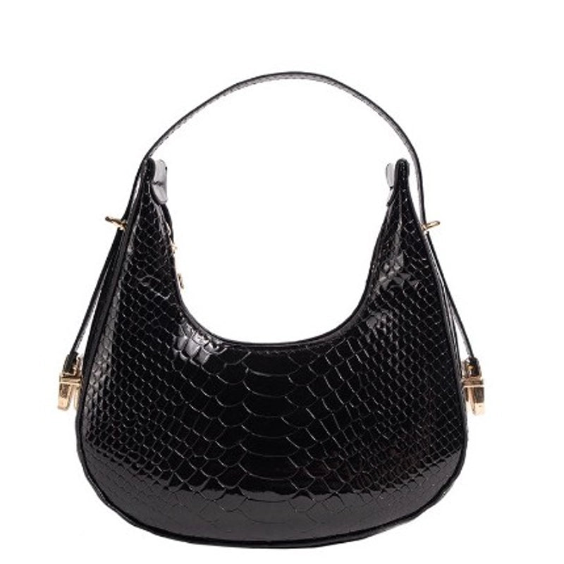 Women's Small Pu Leather Snakeskin Classic Style Streetwear Sewing Thread Pillow Shape Zipper Underarm Bag