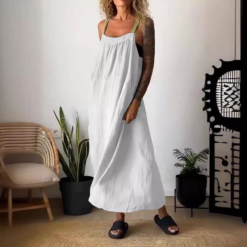 Women's Simple Cotton Linen Sling Dress🔥Free Shipping