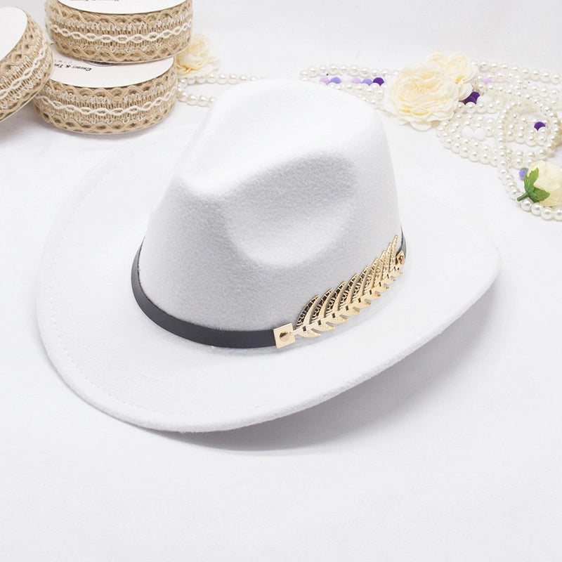 New Ethnic Style Tibetan Western Cowboy Hat Topper Hat Autumn And Winter Men's And Women's Felt Hat Edge Jazz Hat Fashion