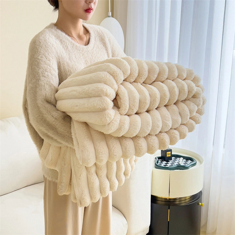 Rabbit Plush Blanket Multifunctional Nap Blanket Faleirong Summer Air-conditioning Quilt Small Blanket Sofa Cover Blanket Car Blanket