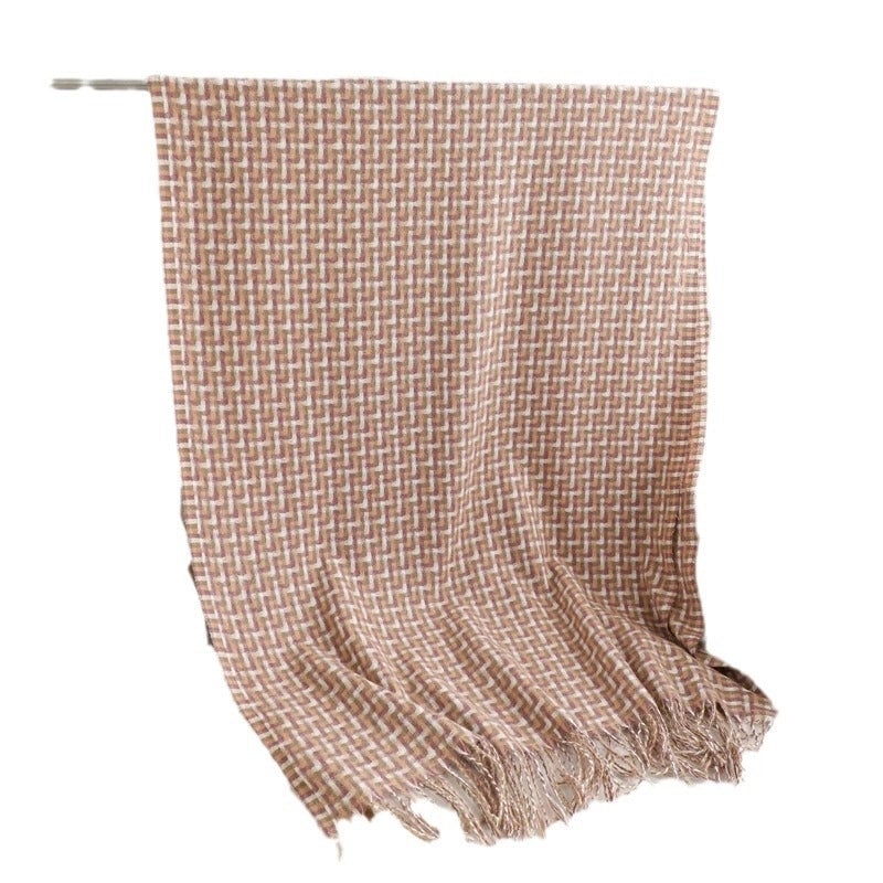 New Retro British Plaid Scarf Autumn And Winter Cashmere Scarf All-Matching Warm Shawl Student Thickened Long Section Female