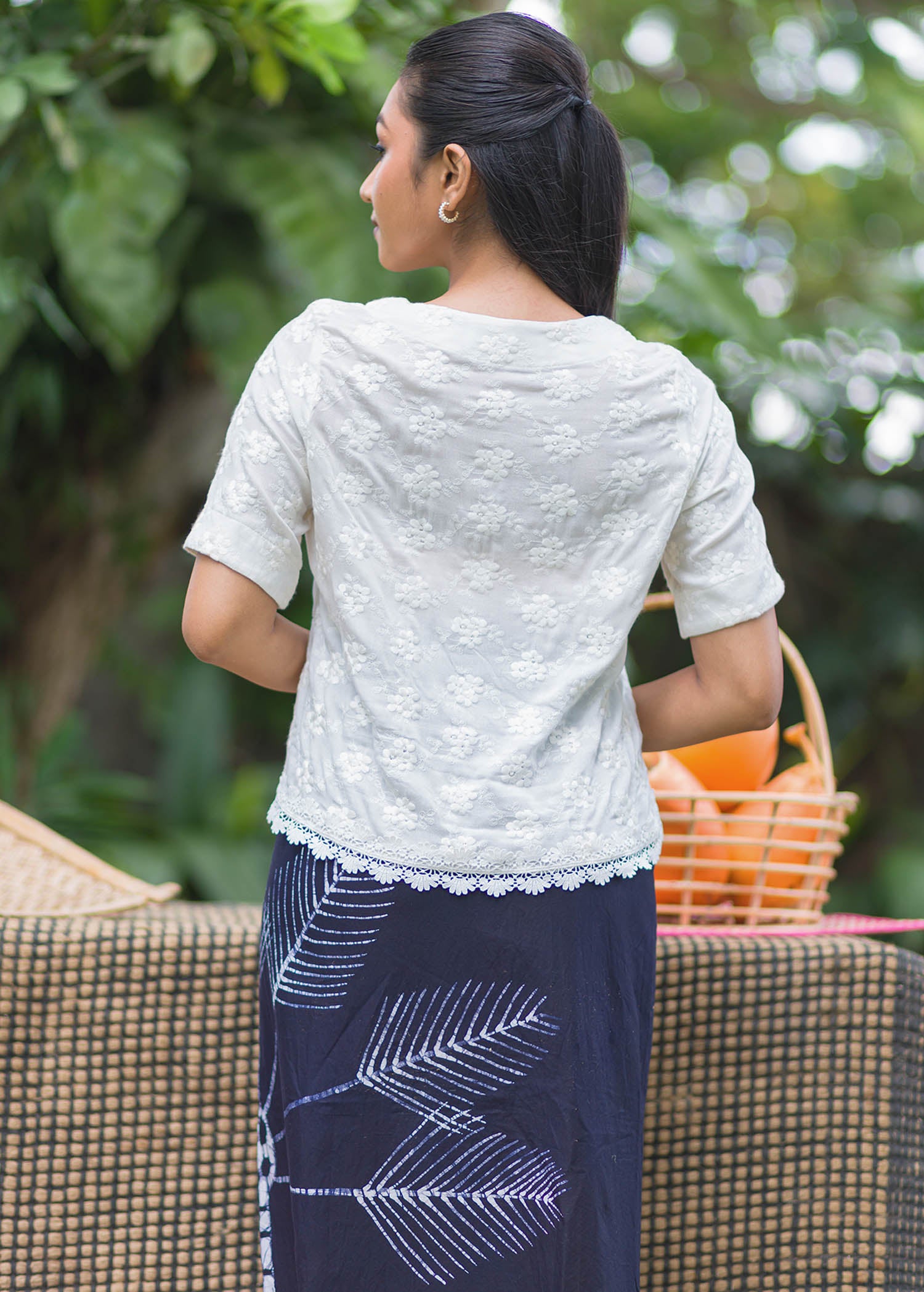 White Crop Top With Lace