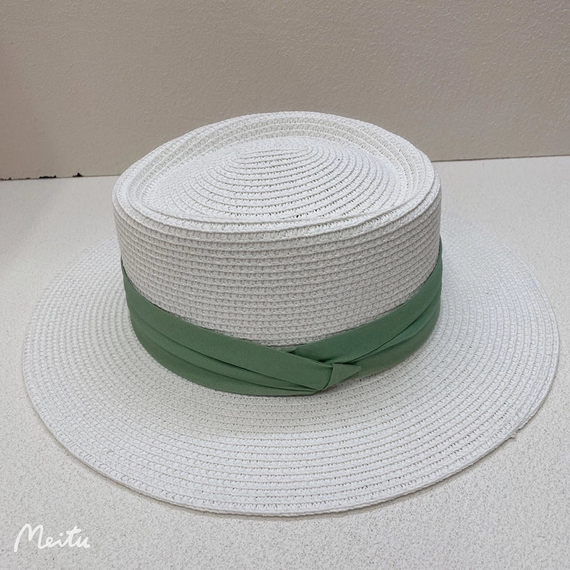 Women's Vacation Solid Color Flat Eaves Straw Hat
