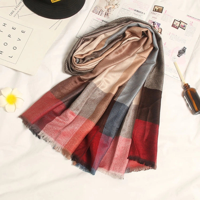 Nepal Cashmere Nine Color Plaid Women's Scarf Autumn And Winter Warm Unisex Scarf Shawl