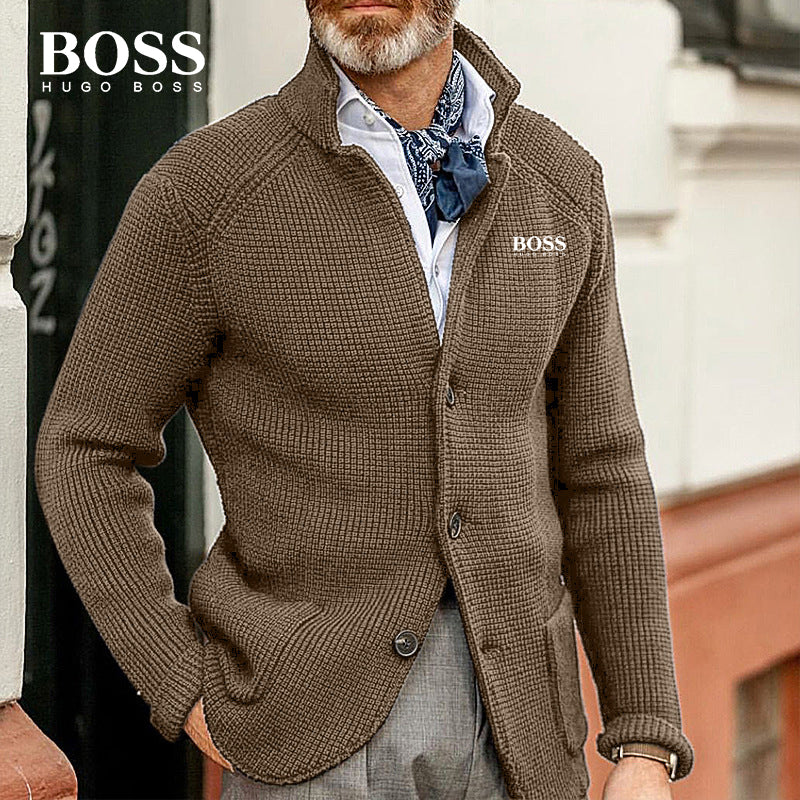 BOSS MEN-S LONG SLEEVE THICKENING CARDIGAN WARM CASUAL JACKET