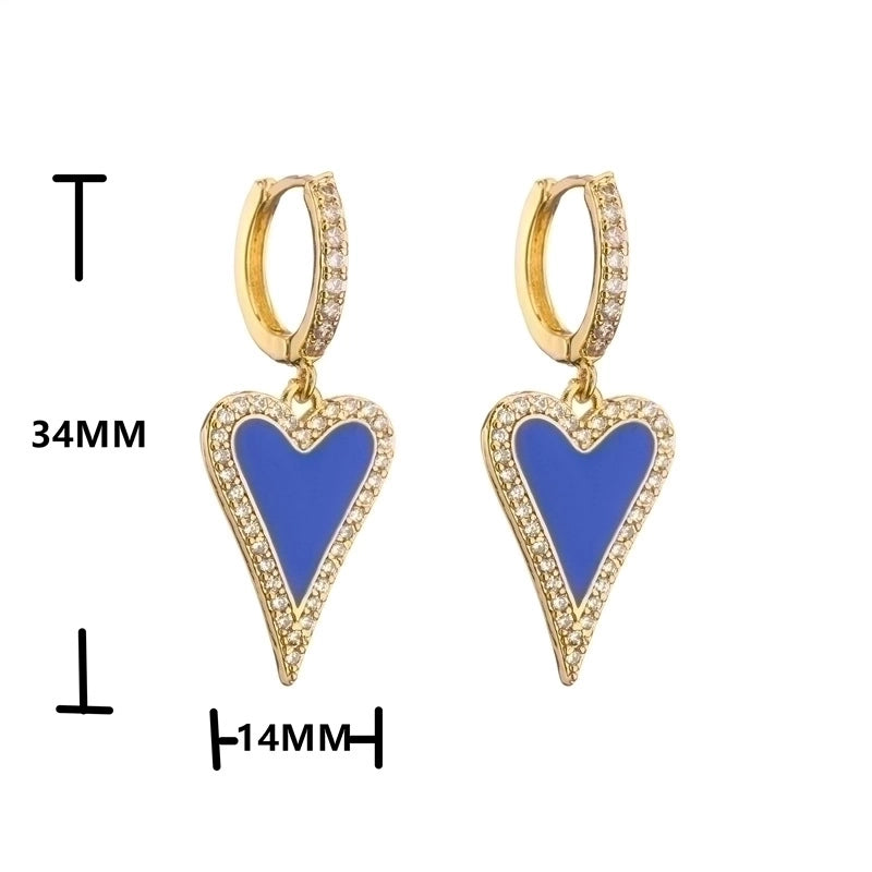 Cute Heart Plating Copper Zircon Copper Earrings