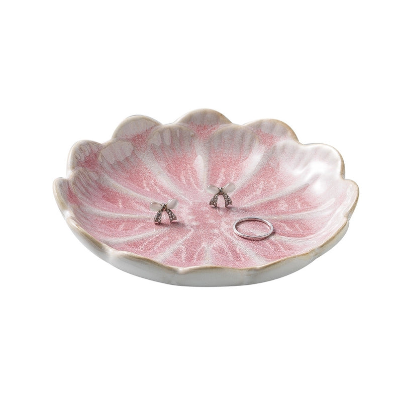 Jewelry Plate Tray Blue And Pink Storage Plate Household Snack Dish Taste Dish Ceramic Lotus Jewelry Plate