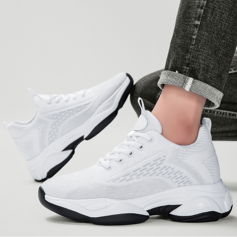 Men Breathable Mesh 10CM Height Incresing Sneakers Men Fashion Shoes Elevator 8CM Outdoor Leisure White Casual Lift Man Footwear