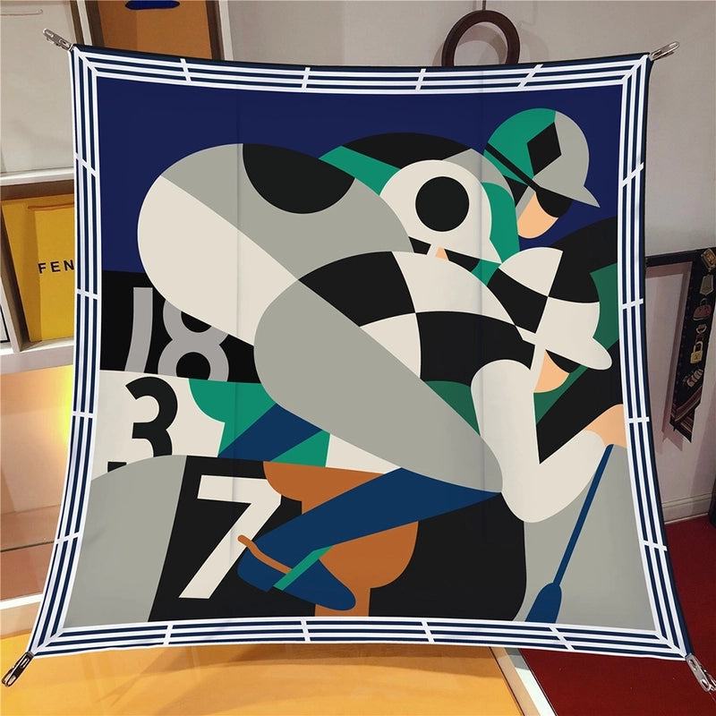 Women's Casual Human Twill Printing Silk Scarf