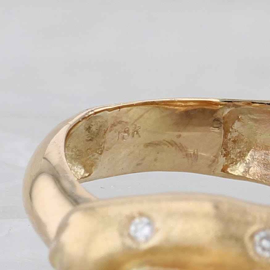 0.36ctw Diamond Leopard Ring 18k Yellow Gold Size 8.75 Emerald Eyes