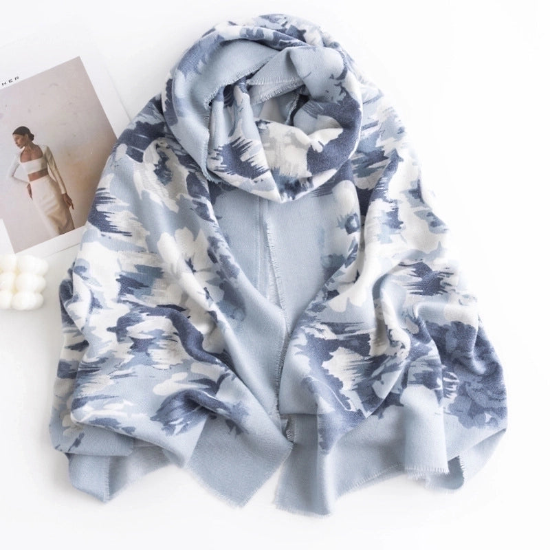 Women's Elegant Flower Polyester Scarf