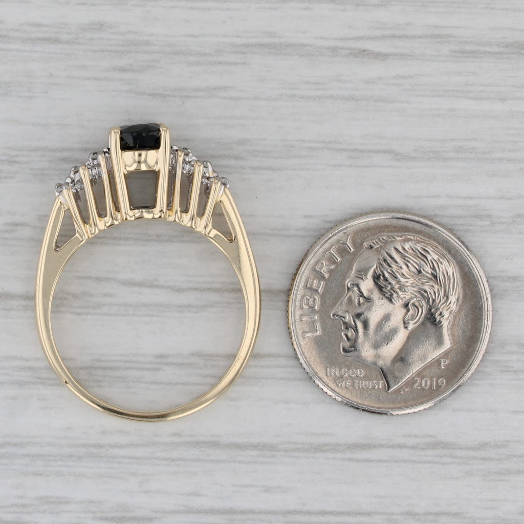1.20ctw Oval Blue Sapphire Diamond Ring 14k Yellow Gold Size 6.25