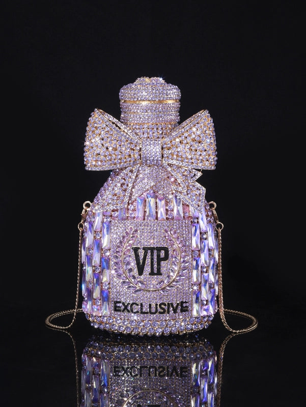 18x11 Rectangular Champagne 18x11 Rectangular Silver 11x20 Wine Bottle Bow Purple Pu Leather Rhinestone Bow Knot Bow Type Evening Bags