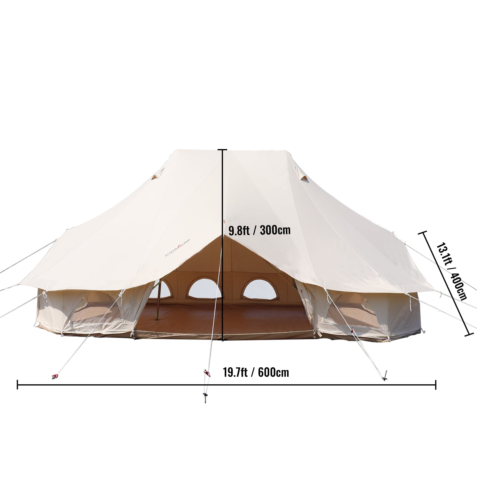 VEVORbrand Canvas Bell Tent 19.7x13.1x9.8 ft Yurt Beige Canvas Tent Cotton Glamping Tents 8-12 Person