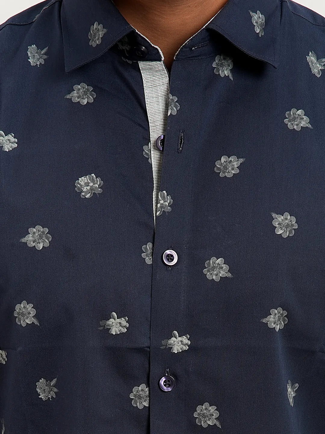 Men's Blue Printed Casual Shirt