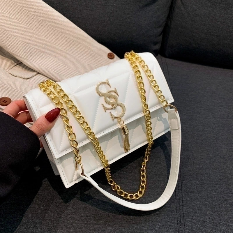 Women's Pu Leather Solid Color Basic Square Flip Cover Shoulder Bag