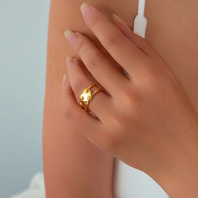 Minimalist Classic Style Leaf Heart Shape Flower Titanium Steel Plating Rings