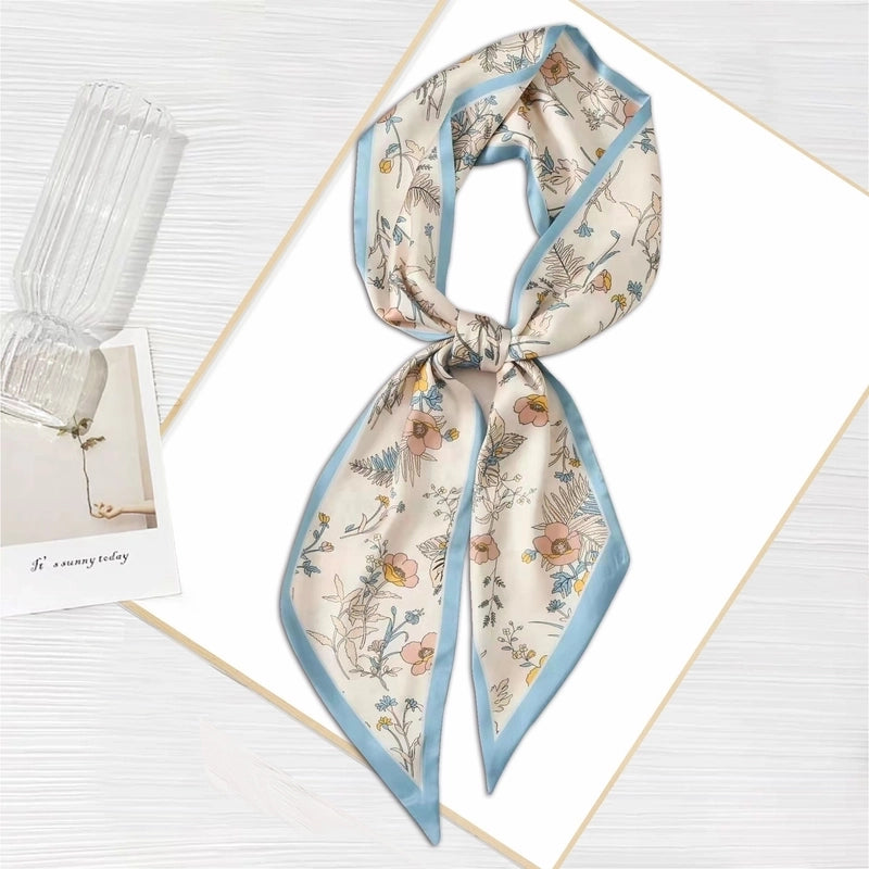 Women's Minimalist Color Block Polyester Printing Silk Scarf