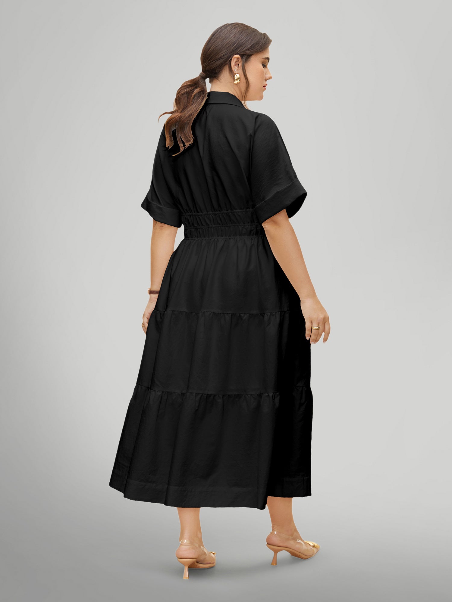 Midfield Tiered Midi Shirt Dress