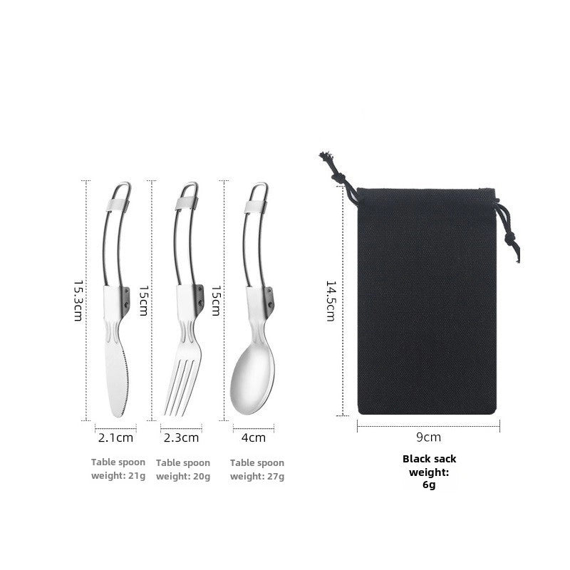 304 Folding Tableware Suit Salad Spoon Fork Chopsticks Folding Spoon Outdoor Picnic Travel Portable Foldable