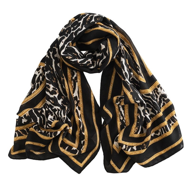 Women's Elegant Leopard Satin Silk Scarf