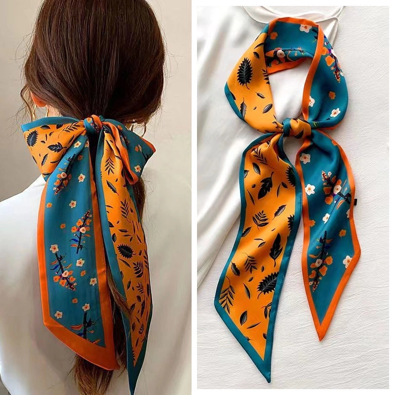 Women's Minimalist Color Block Polyester Printing Silk Scarf