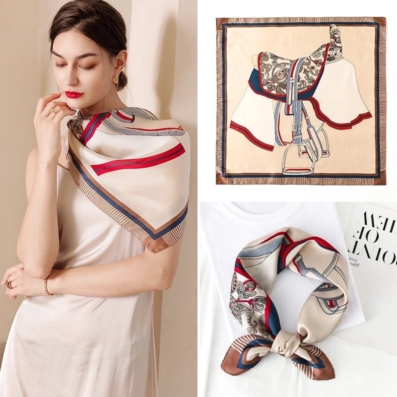 Women's Minimalist Printing Satin Silk Scarves