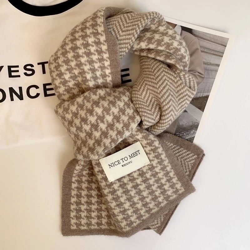 Women's Scarf Winter New  Atmosphere Double-sided Student Cute Warm Thickened Knitted High-grade Scarf