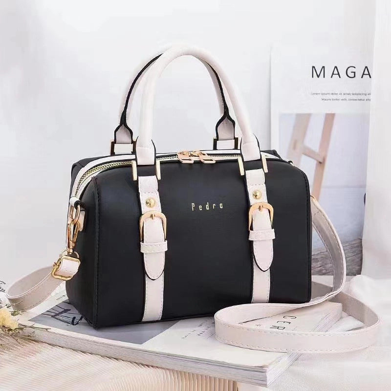 Women's Medium Pu Leather Color Block Streetwear Pillow Shape Zipper Handbag
