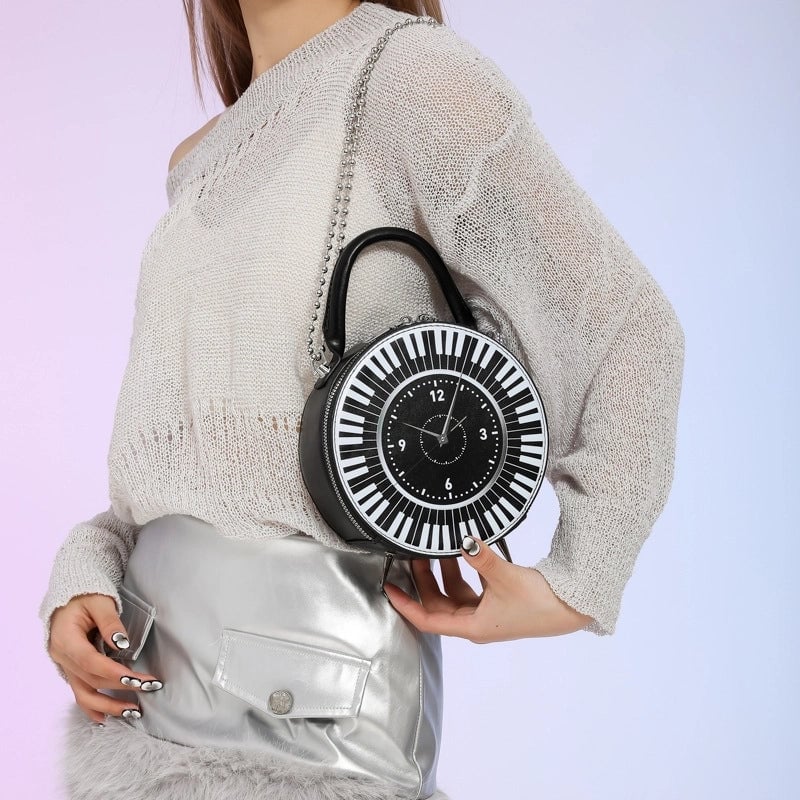 Women's Small Pu Leather Number Elegant Round Zipper Crossbody Bag