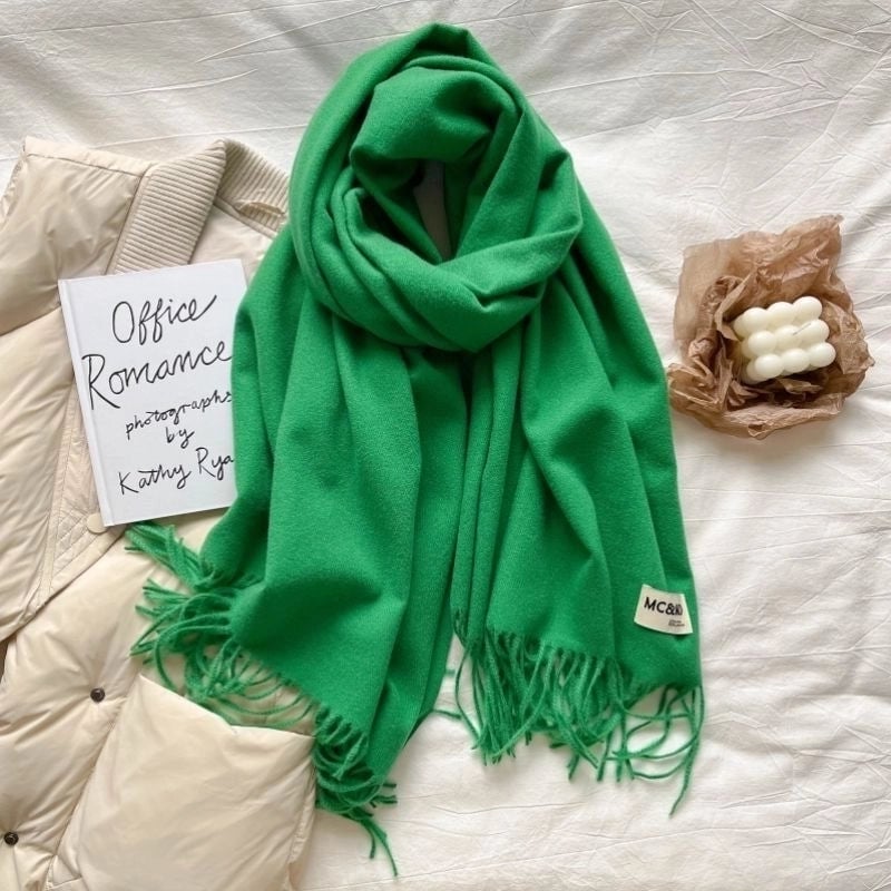 New Solid Color Cashmere Scarf Women's Fashion Wear Autumn And Winter Warm Shawl Women's Scarf